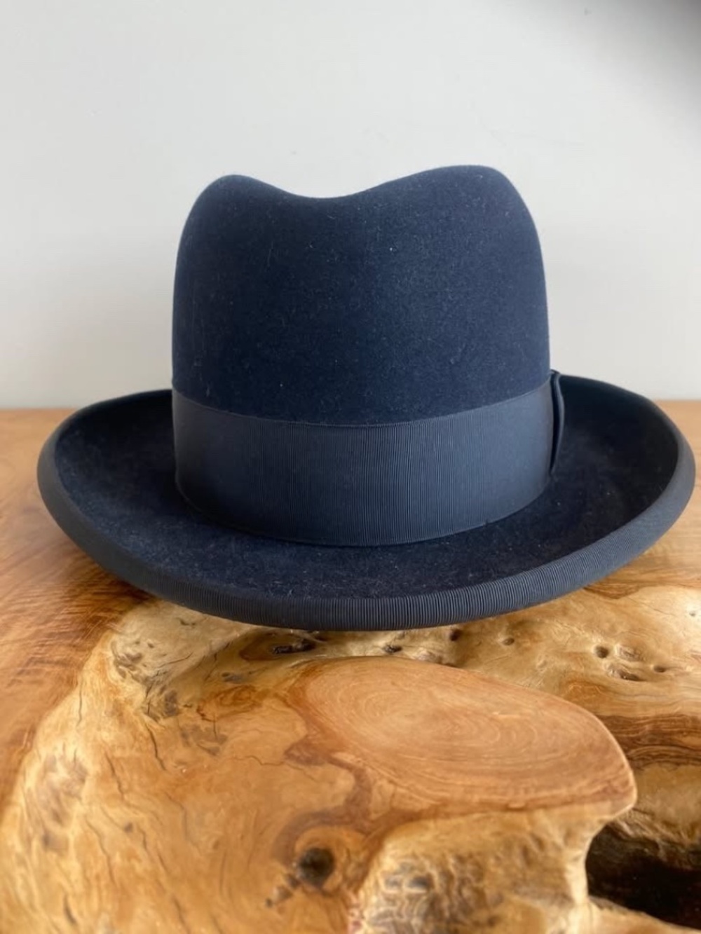 1950's Royal Stetson / Beaver Homburg Hat / Midnight Blue / Made in Canada / 7